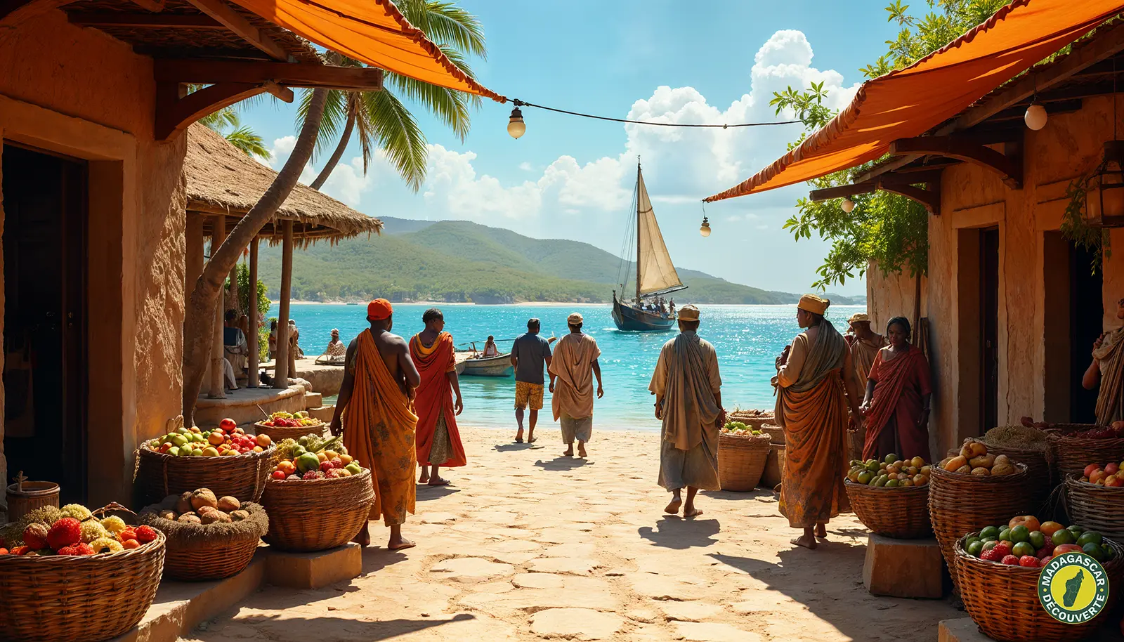  Illustration d'un port commercial côtier malgache du XIIIe